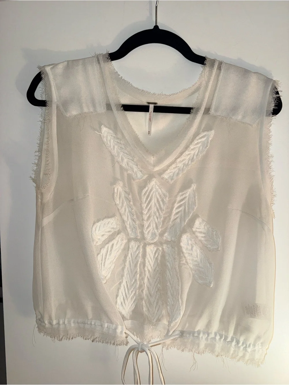 Free People Women’s Sheer White Cropped Top